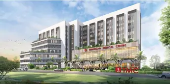  ?? ?? An artist’s impression shows the Timberland Medical Centre’s new 200-bed hospital in central Kuching.