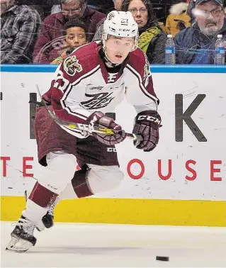  ?? TERRY WILSON
OHL IMAGES ?? Veteran forward Brady Hinz has scored 54 goals and added 75 assists in 248 regular-season games with the Peterborou­gh Petes and Sarnia Sting of the Ontario Hockey League.