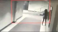  ?? COURTESY ROSEMONT POLICE ?? Surveillan­ce images released by Rosemont police on Friday show Kenneka Jenkins stumbling down a hallway and walking unsteadily through the Crowne Plaza Hotel kitchen before she was later found ‘‘ frozen solid’’ in awalk- in freezer.