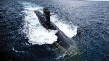  ?? PHOTOGRAPH: Indian Navy / Twitter ?? Submarine Khanderi during various phases of sea trials