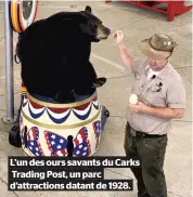  ??  ?? L’un des ours savants du Carks Trading Post, un parc d’attraction­s datant de 1928.
