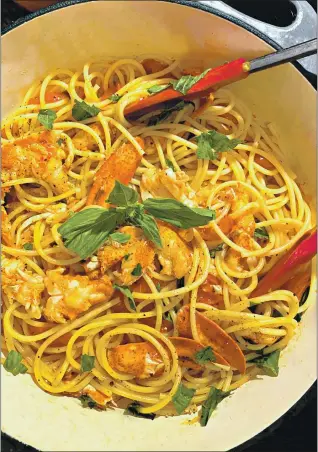  ?? COURTESY OF LYNDA BALSLEV ?? This luxurious lobster pasta is the perfect dish for New Year’s Eve. No lobster? No problem. Shrimp is delicious, too.