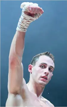  ??  ?? Aaron Gethins after winning his profession­al fight in 2018.