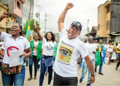  ?? FOTO ?? Dilon Martínez es el coordinado­r del Comité Cívico por la Salvación y la Dignidad del Chocó. Durante los últimos dos días ha salido a las calles de Quibdó y acompaña las marchas.