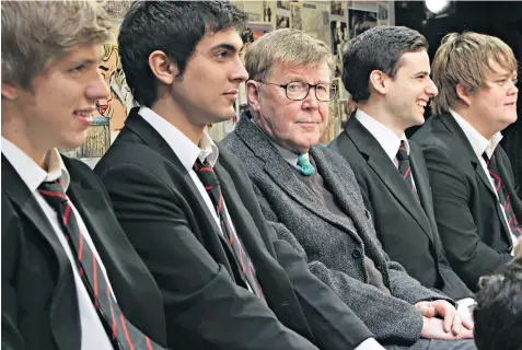  ??  ?? Radical: Bennett with the history boys; rehearsals for Allelujah!; Alex Jennings and Maggie Smith in The Lady in the Van