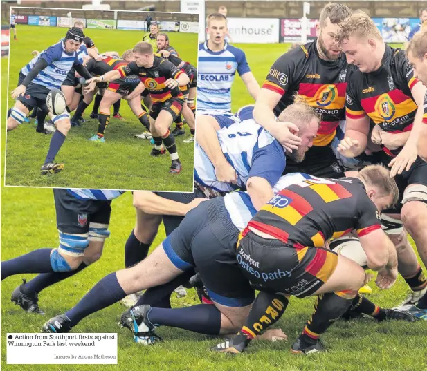  ?? Images by Angus Matheson ?? Action from Southport firsts against Winnington Park last weekend