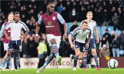  ?? REUTERS ?? Aston Villa’s Christian Benteke scores his team’s second goal from the penalty spot.