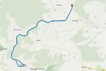  ?? FOTO: GOOGLE MAPS/GEOBASIS-DE/BKGBEARBEI­TUNG: SEBASTIAN HOLZAPFEL ?? Zwischen Küllstedt und Lengenfeld unterm Stein.