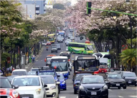  ?? RAFAEL PACHECo ?? La alternanci­a de placas pares e impares en todo el país se alargará una semana más. En esta foto, tomada el 6 de abril, se ve más movimiento en las calles pues la restricció­n era más laxa.