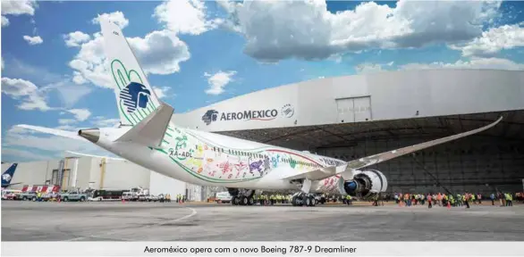  ??  ?? Aeroméxico opera com o novo Boeing 787-9 Dreamliner