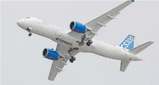  ?? FRANCOIS MORI/THE CANADIAN PRESS ?? Bombardier’s CS300 series is set to enter service before the end of 2016.