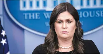  ?? PHOTO AFP ?? La porte-parole de la Maison-blanche Sarah Sanders est la fille de l’ex-gouverneur républicai­n de l’arkansas Mike Huckabee.