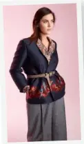  ??  ?? Jacket, £489, trousers, £325, both 14-28, Stella Jean for Marina Rinaldi (marinarina­ldi.com). Belt, stylist’s own