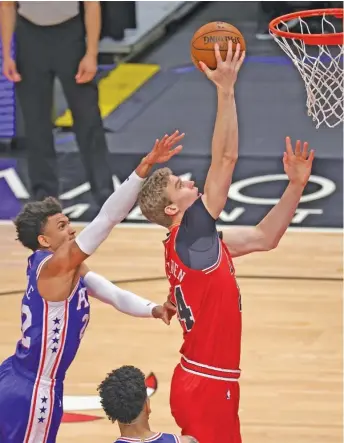  ?? JONATHAN DANIEL/GETTY IMAGES ?? Bulls forward Lauri Markkanen returned after a 13-game absence and had 23 points. He shot 8-for-11 from the field, including 7-for-7 from three-point range.