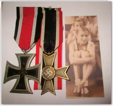  ?? ?? Former BDM girl, Wiener Katte’s decoration­s. The Iron Cross 2nd Class and War Merit Cross 2nd Class were awarded to her after the Battle for Aachen 1944