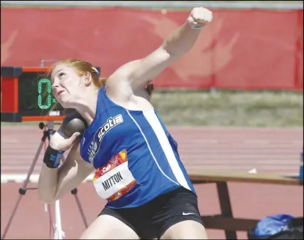  ?? TEAM NOVA SCOTIA ?? Sarah Mitton of Brooklyn won the gold in shot put.