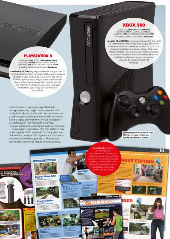  ??  ?? Este era el precioso diseño de Xbox 360 Slim, la nueva versión más ligera y eficiente de la consola.