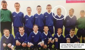  ??  ?? James McClean (circled) with his under 12s Trojans team