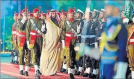  ?? AP ?? Saudi Arabia's Crown Prince Mohammed bin Salman reviews a guard of honour in Islamabad.