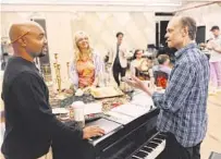  ?? Emilio Madrid ?? TALKING about the production of “Here We Are” are cast members, from left, Francois Battiste, Rachel Bay Jones and Pierce.