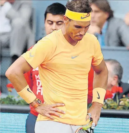  ?? FOTO: EFE ?? Rafa Nadal, superado por Dominic Thiem. El campeón del Mutua Madrid Open, destronado y cederá el nº 1 mundial a Roger Federer