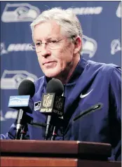 ?? — AP FILES ?? Pete Carroll will also have decisions to make on the defensive line with tackles Brandon Mebane and Ahtyba Rubin both free agents.