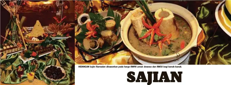  ??  ?? KAMBING bakar pasti membuka selera berbuka puasa.
HIDANGAN bufet Ramadan ditawarkan pada harga RM98 untuk dewasa dan RM50 bagi kanak-kanak.