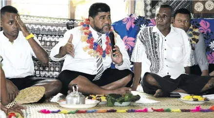  ?? Photo: DEPTFO ?? Permanent Secretary for Infrastruc­ture and Transport David Kolitagane speaks during a talanoa session following the commission­ing of the rural electrific­ation project at Naitauvoli Village in Naitasiri.