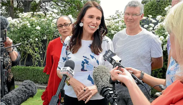  ?? PHOTO: LOREN DOUGAN/STUFF ?? Prime Minister Jacinda Ardern faces the media yesterday during Labour’s caucus, which was held at Brackenrid­ge Country Retreat in the Wairarapa township of Martinboro­ugh.