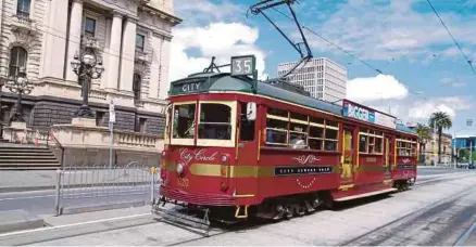 ??  ?? Contoh trem yang digunakan di Melbourne, Australia.