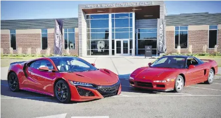  ??  ?? The latest NSX, left, sits next to its 1990 precursor. which has an honest-to-goodness VTEC.