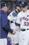  ?? TOM PENNINGTON/GETTY IMAGES ?? It was another rough outing for Astros closer Ken Giles Saturday as he gave up three runs in the ninth inning of L.A.’s 6-2 victory.