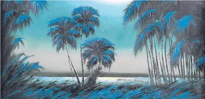  ?? THE JACOBS COLLECTION ?? James Gibson painted “Moonlit palms” on Upson board. It is one of 100 Highwaymen paintings on view at Orlando Museum of Art.