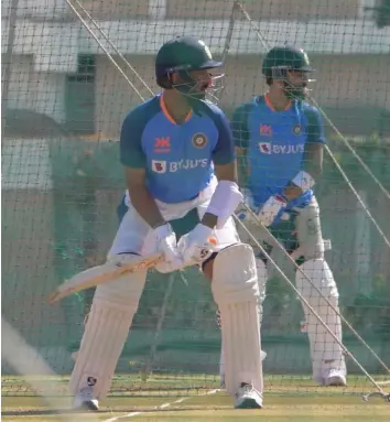  ?? — BCCI ?? India’s Cheteshwar Pujara (left) and Virat Kohli at a training session ahead of their first Test of the Border Gavaskar Trophy against Australia in Nagpur on Saturday.