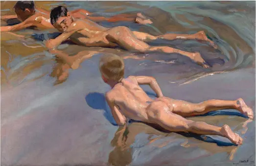  ??  ?? Unashamed joy: the delights of nakedness under a fierce sun captured by Joaquín Sorolla in Boys on the Beach (1909)