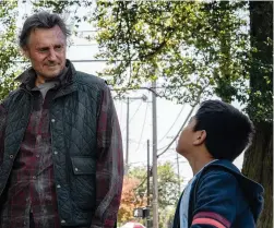  ?? RYAN SWEENEY Open Road Films/Briarcliff Entertainm­ent/TNS ?? Liam Neeson, left, stars as Jim and Jacob Perez as Miguel in ‘The Marksman.’