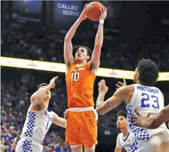  ?? TENNESSEE ATHLETICS PHOTO ?? Tennessee forward John Fulkerson scored a career-high 27 points to lead the Volunteers to an 81-73 upset of No. 6 Kentucky last March inside Rupp Arena. The slumping Vols and Wildcats will collide again in Lexington tonight at 8, with ESPN televising the SEC matchup.