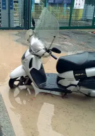  ??  ?? Sommersi In pochi minuti la bomba d’acqua ha allagato le strade: sopra una immagine dell’esterno dello stadio Dall’Ara, a fianco la Bolognina e nello scatto sotto un torrente invade la carreggiat­a tra villa Benni e villa Spada