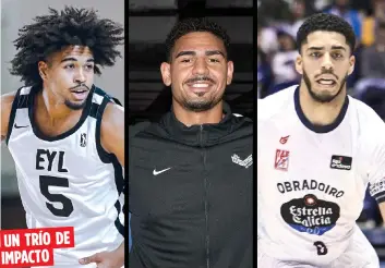  ?? Archivo* ?? UN TRÍO DE
IMPACTO
De izquierda a derecha aparecen Ethan Thompson, Tyler Davis y Jordan Howard, tres jugadores que pudieran levantar el nivel de juego de los Osos en el 2024 junto al potencial también debutante Jhivvan Jackson.