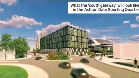  ??  ?? What the ‘south gateway’ will look like in the Ashton Gate Sporting Quarter