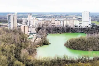  ?? AP ?? A cement production plant of Heidelberg Materials is pictured in Ennigerloh, Germany, on Monday, February 26, 2024. Cement production is one of the biggest emitters of carbon dioxide emissions. Germany plans to enable undergroun­d carbon storage at offshore sites.