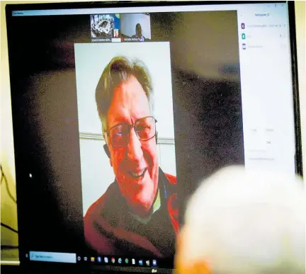  ?? Photos / Warren Buckland ?? The new HBRC chairman Rick Barker, appeared at the meeting via Zoom from Melbourne. Inset below: Former Hawke’s Bay Regional Council chairman Rex Graham was thanked for his service.