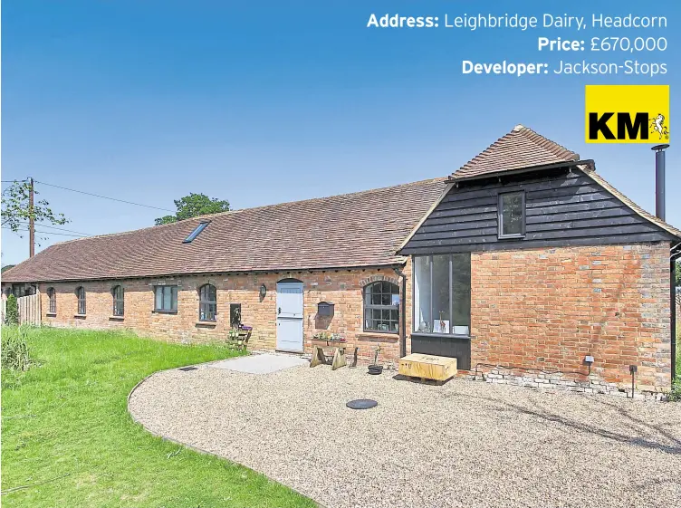  ??  ?? Address: Leighbridg­e Dairy, Headcorn Price: £670,000 Developer: Jackson-stops