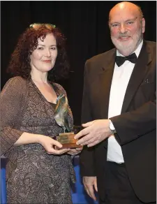  ??  ?? Caroline Hill receiving the Lighting and Design Award.