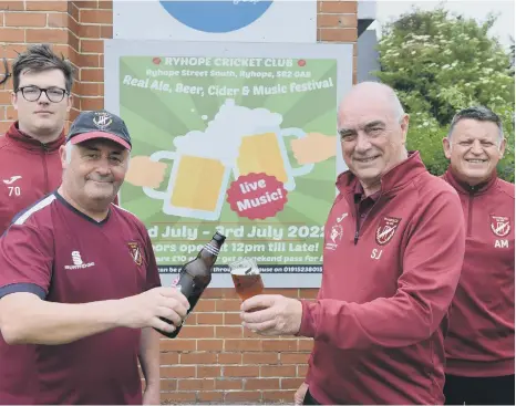  ?? ?? Ryhope CC officials, from left, Harry Barnes, Sid Lawrence, Steve Johnson and secretary Alan Mason prepare for the festival.