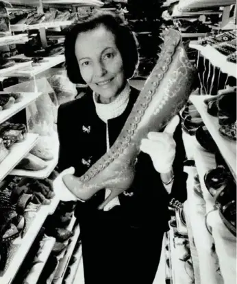  ?? PATTI GOWER/TORONTO STAR FILE PHOTO ?? Sonja Bata chose each pair of shoes for the Bata Shoe Museum with great care and zest, examining them for quality, design and the stories they had to tell. Today, the museum features more than 13,000 shoes.