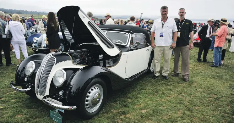  ?? — CAM HUTCHINS ?? At a Pebble Beach Concours event in the past, Cam Hutchins found this 1938 BMW 327/8 Cabriolet restored by B.C. Shop Jellybean Autocrafte­rs.