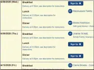  ?? IMAGE FROM SCREENSHOT ?? The easy-to-use website lets you see what shifts at Pottstown Hospital still need meal sign-ups and which restaurant­s have been chosen for other meals.