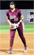  ?? ?? Mississipp­i State’s Bri Bower prepares to deliver a pitch during Tuesday’s softball game against Mississipp­i Valley State. (Photo by Danny P. Smith, SDN)