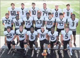  ?? Scott Herpst ?? The 2019 Ridgeland High School football seniors include (front row, from left) Ethan Morgan, Conner Middleton, Terrance Roberts, Bradon Long, Julian Brooks and Tanner Counts. On the middle row is Anthony Woodward, Torrance Roberts, Antonio Martin, Judah Thomas, Hunter Millican and Jordan Blackwell. On the back row is Hunter Murray, Nathan Carver, Kendall Barrett, Logan Godfrey, Michael O’neal and Cade Mcgregor.